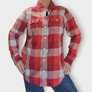 Harley-Davidson Plaid Red & Geay Button-Down Shirt Size Large